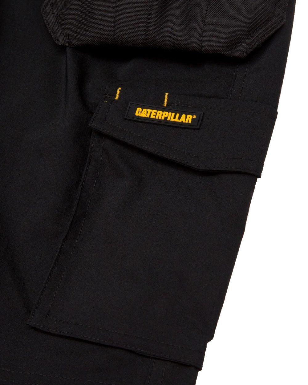 Black Coloured Caterpillar Mens Nexus Holster Stretch Shorts on White Background
