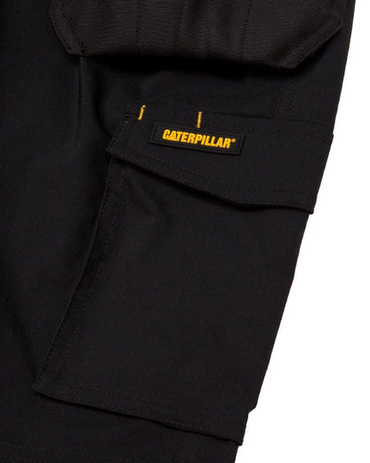 Black Coloured Caterpillar Mens Nexus Holster Stretch Shorts on White Background
