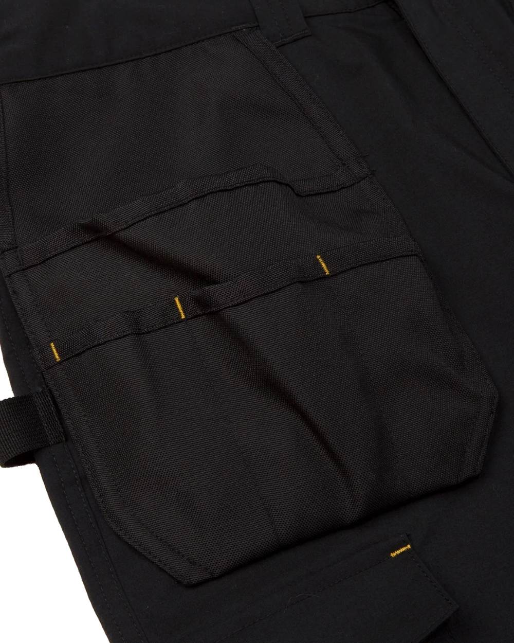 Black Coloured Caterpillar Mens Nexus Holster Stretch Shorts on White Background
