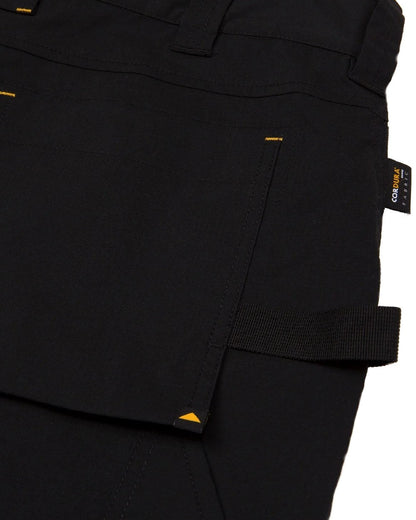 Black Coloured Caterpillar Mens Nexus Stretch Shorts on White Background
