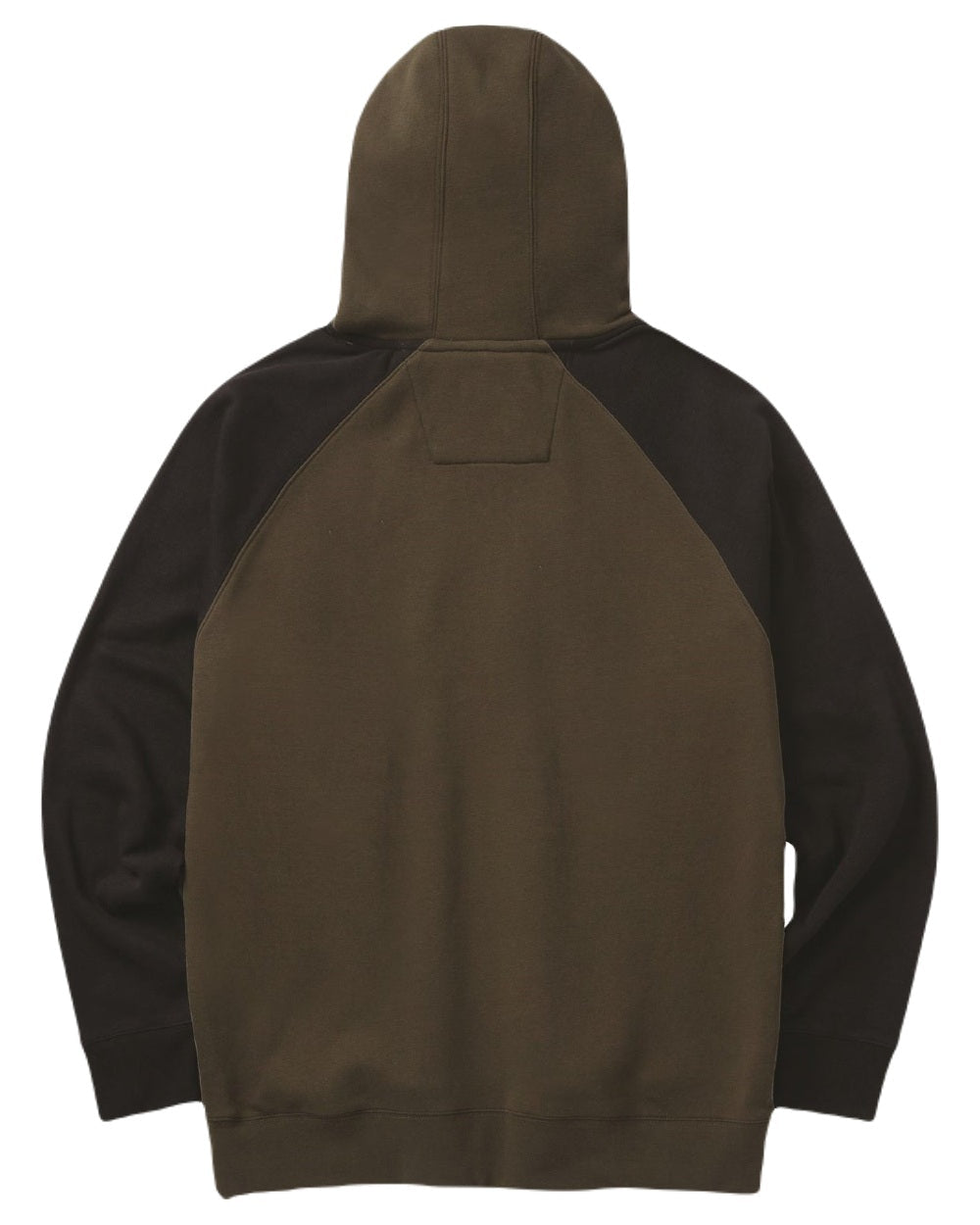 Army Moss Black Coloured Caterpillar Mens Raglan Hooded Sweatshirt on White Background
