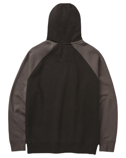 Black Magnet Coloured Caterpillar Mens Raglan Hooded Sweatshirt on White Background
