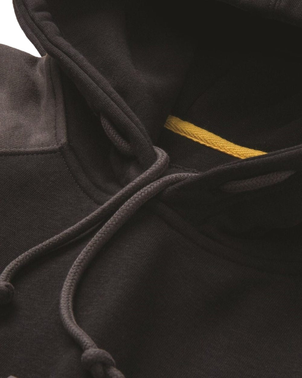 Black Magnet Coloured Caterpillar Mens Raglan Hooded Sweatshirt on White Background
