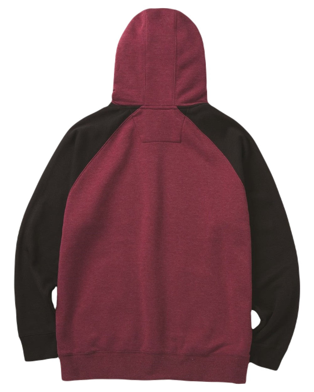 Carmenere Heather Black Coloured Caterpillar Mens Raglan Hooded Sweatshirt on White Background
