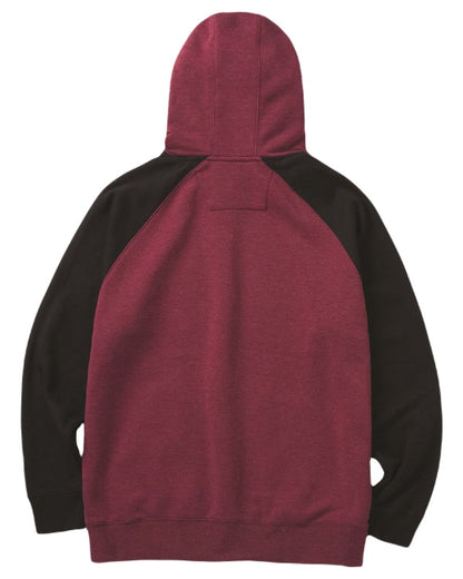 Carmenere Heather Black Coloured Caterpillar Mens Raglan Hooded Sweatshirt on White Background
