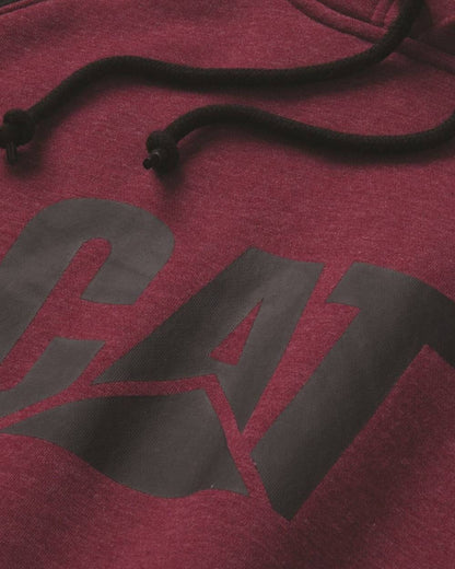 Carmenere Heather Black Coloured Caterpillar Mens Raglan Hooded Sweatshirt on White Background
