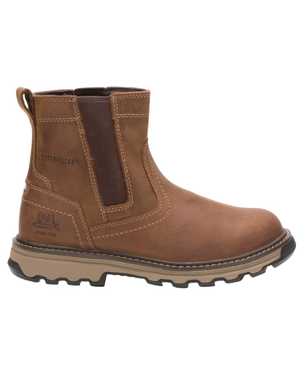 Dark Beige Coloured Caterpillar Pelton S1P Safety Boot On A White Background