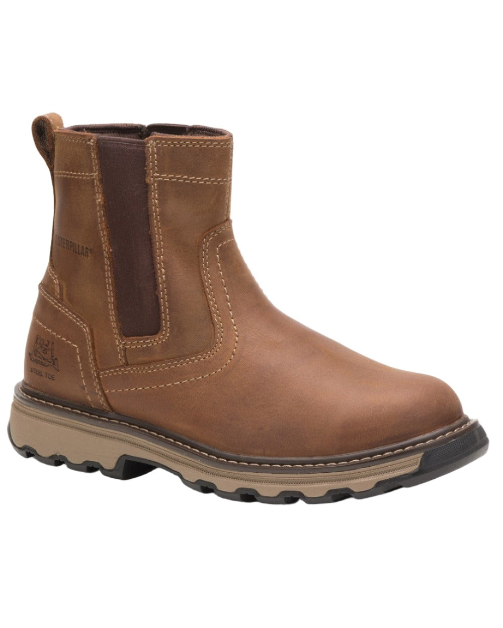 Dark Beige Coloured Caterpillar Pelton S1P Safety Boot On A White Background