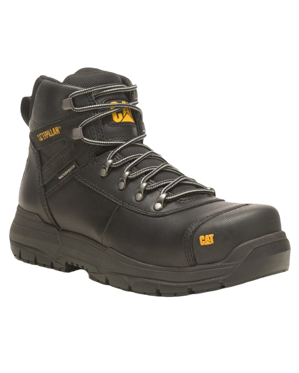 Black Coloured Caterpillar Pneumatic 2.0 Safety Boots on White Background
