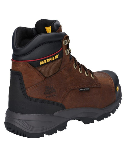 Dark Brown Coloured Caterpillar Spiro Waterproof Safety Boot On A White Background 