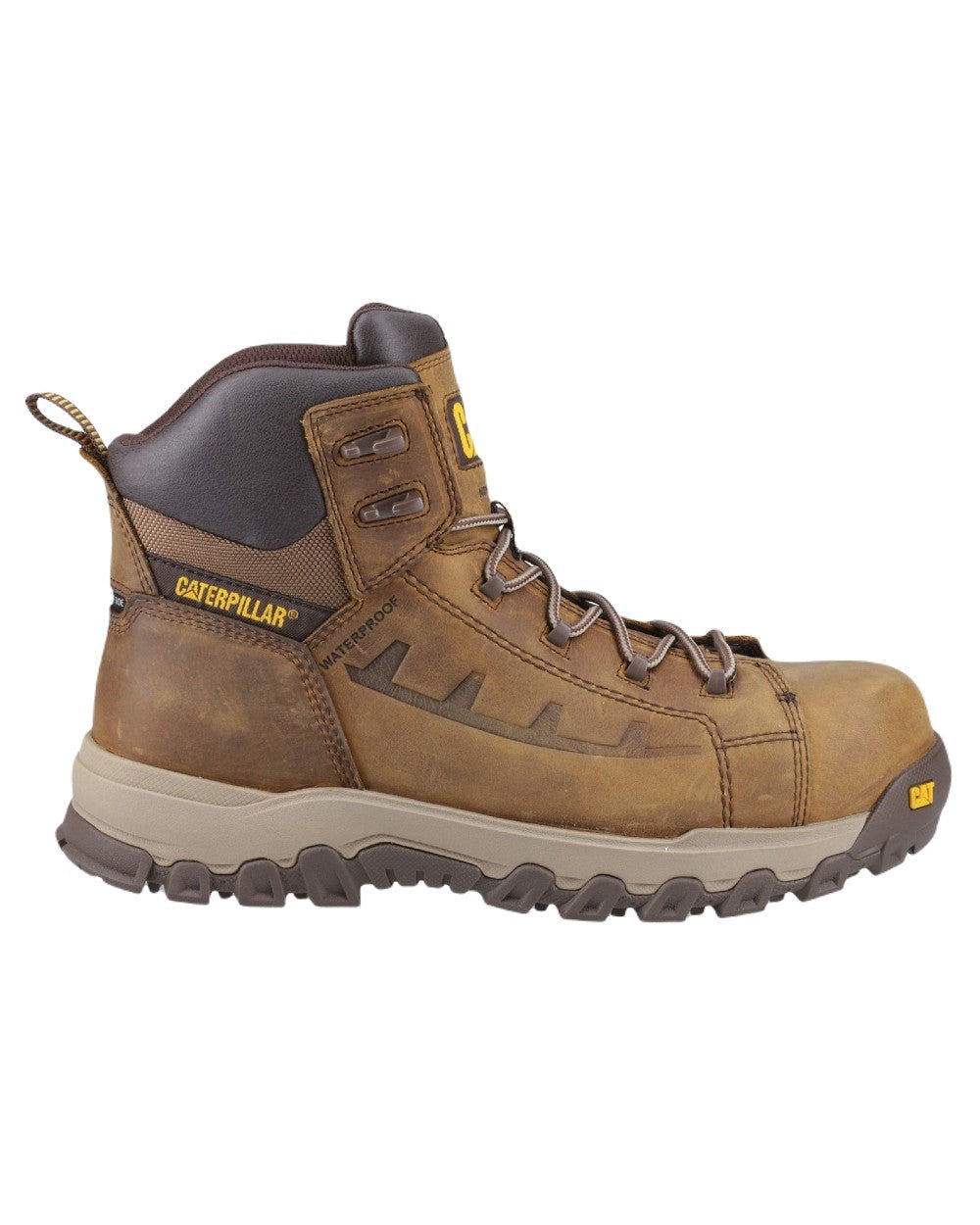 Pyramid Coloured Caterpillar Threshold Rebound Safety Boots on White Background
