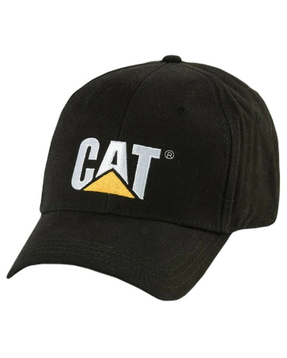 Black Coloured Caterpillar Trademark Cap on White Background

