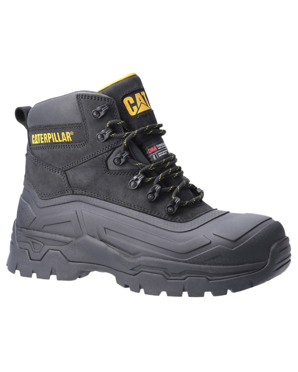 Black Coloured Caterpillar Typhoon SBH Safety Boot On A White Background