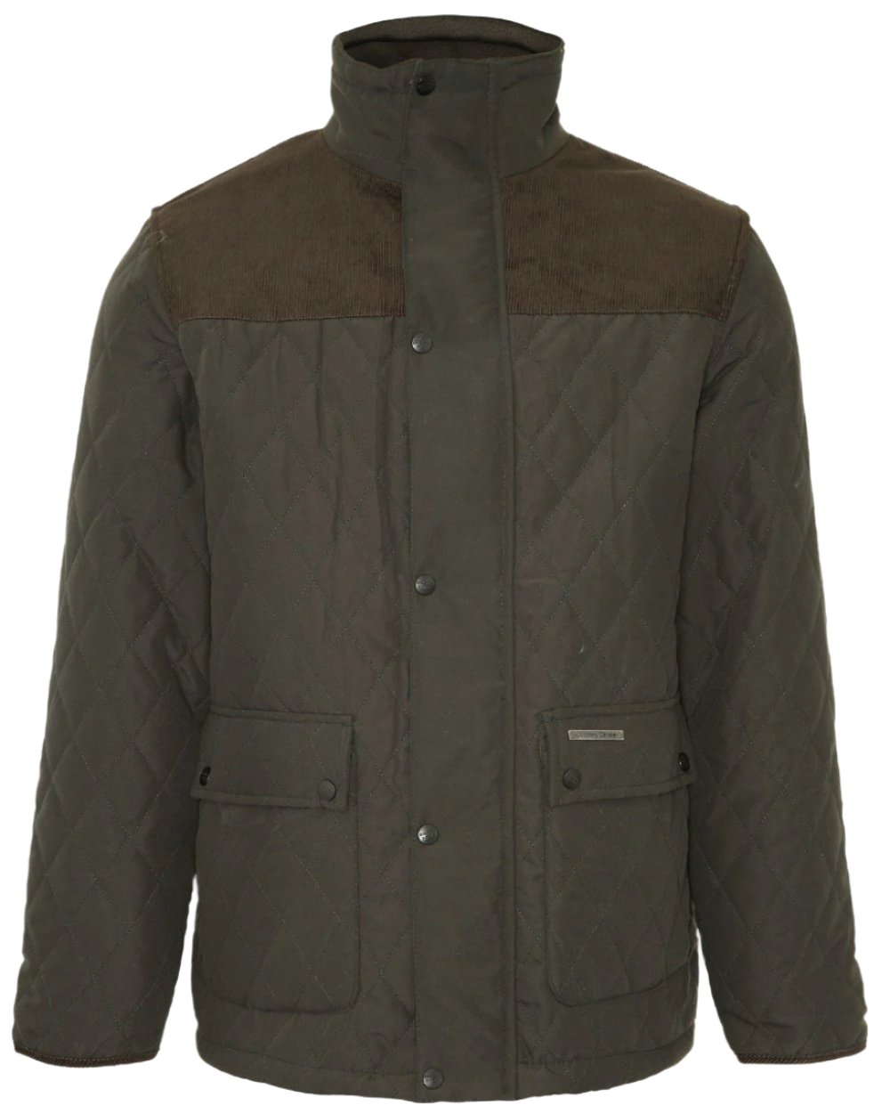 Olive Coloured Champion Lewis Diamond Quilted Jacket On A White Background