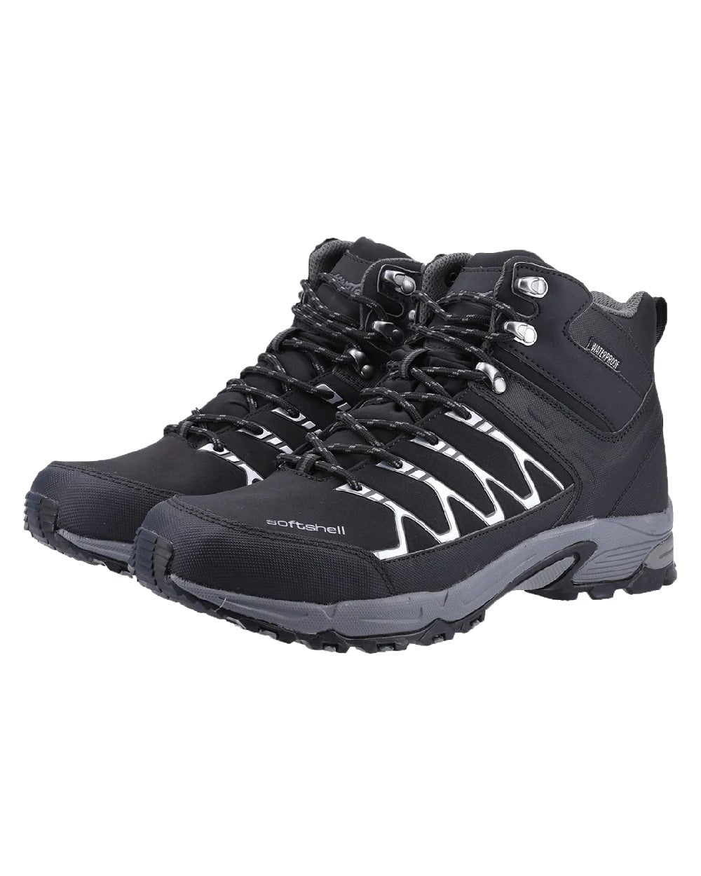 Black coloured Cotswold Mens Abbeydale Mid Hiking Boots on white background 