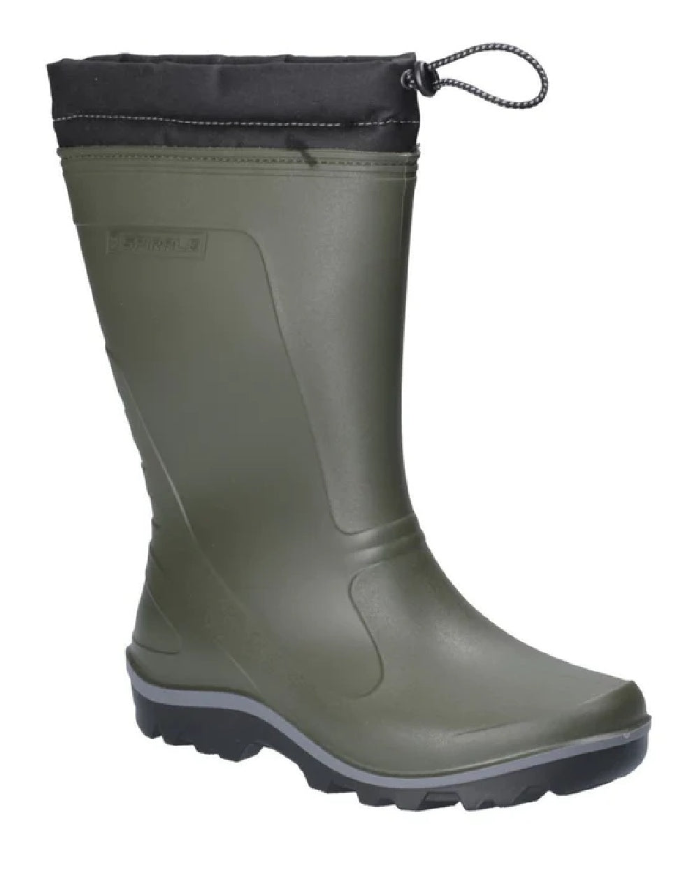 Green coloured Cotswold Minchinhampton Lined Wellington Boots on white background 