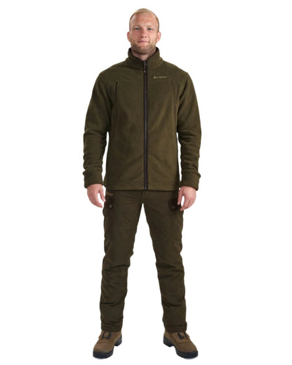 Tarmac Green Coloured Deerhunter Eagle Fleece Jacket On A White Background 