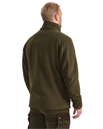 Tarmac Green Coloured Deerhunter Eagle Fleece Jacket On A White Background 