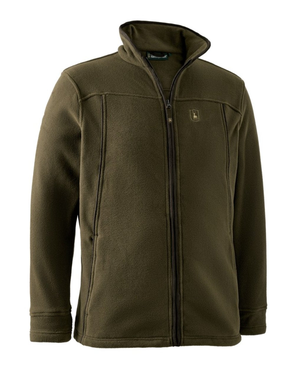 Tarmac Green Coloured Deerhunter Eagle Fleece Jacket On A White Background
