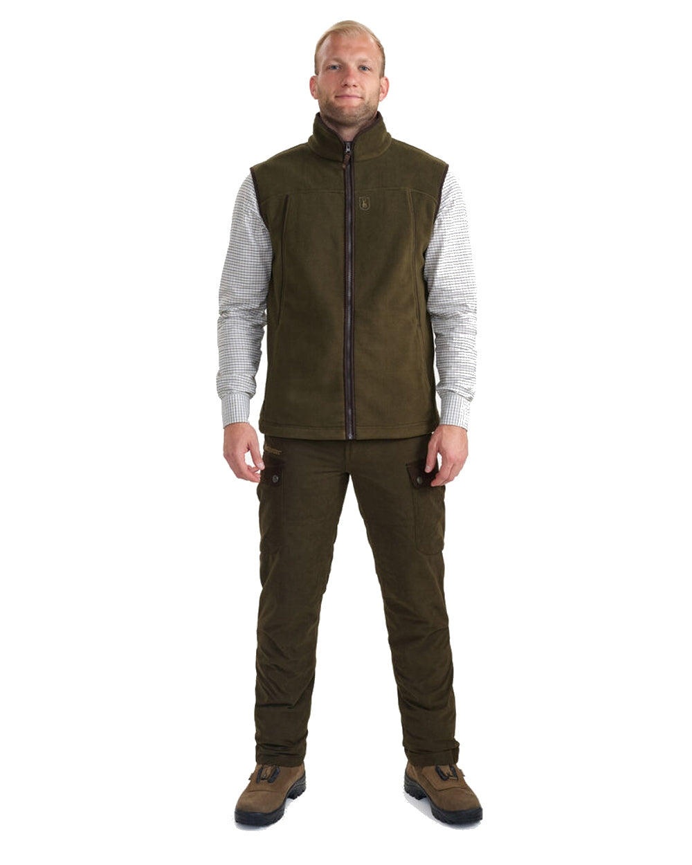 Tarmac Green Coloured Deerhunter Eagle Fleece Waistcoat On A White Background 