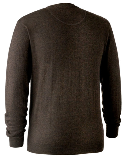 Dark Elm Coloured Deerhunter Kingston Knit O-Neck Jumper On A White Background 