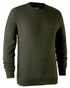 Green Melange Coloured Deerhunter Kingston Knit O-Neck Jumper On A White Background 