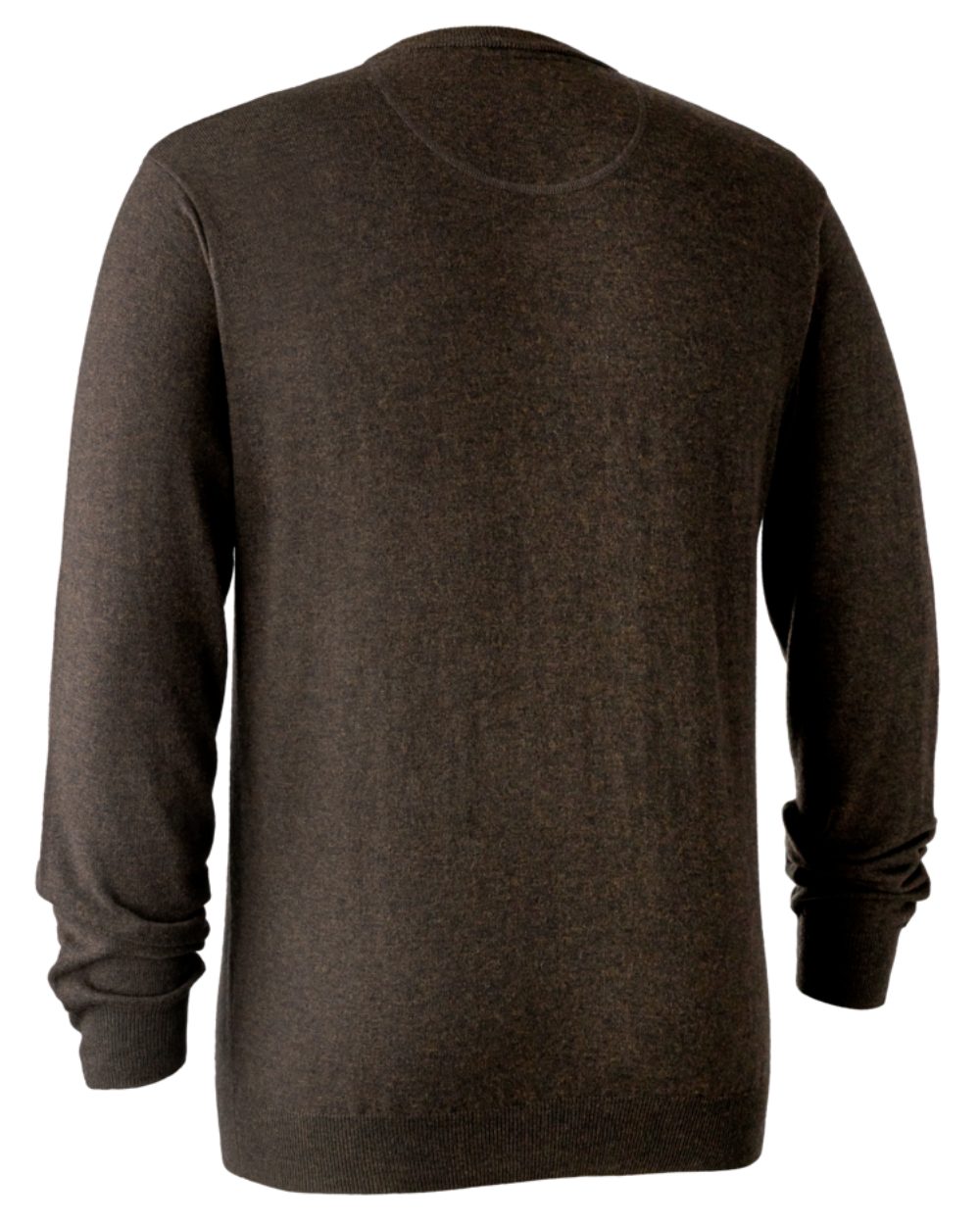 Dark Elm Coloured Deerhunter Kingston Knit V-Neck Jumper On A White Background 