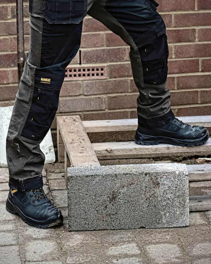 Black Coloured DeWalt Douglas Waterproof Safety Boots On A Street Background