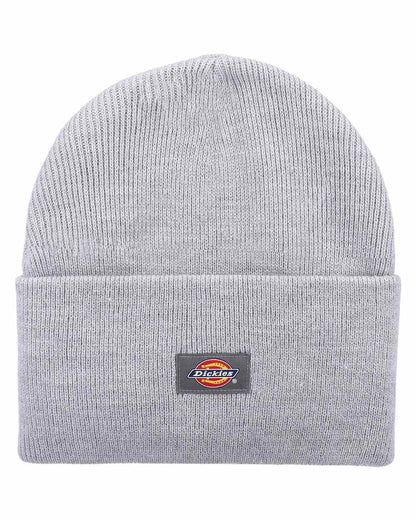 Heather Grey Coloured Dickies Acrylic Cuffed Beanie on White Background
