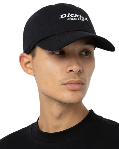Black Coloured Dickies Everyday Twill Cotton Cap on White Background
