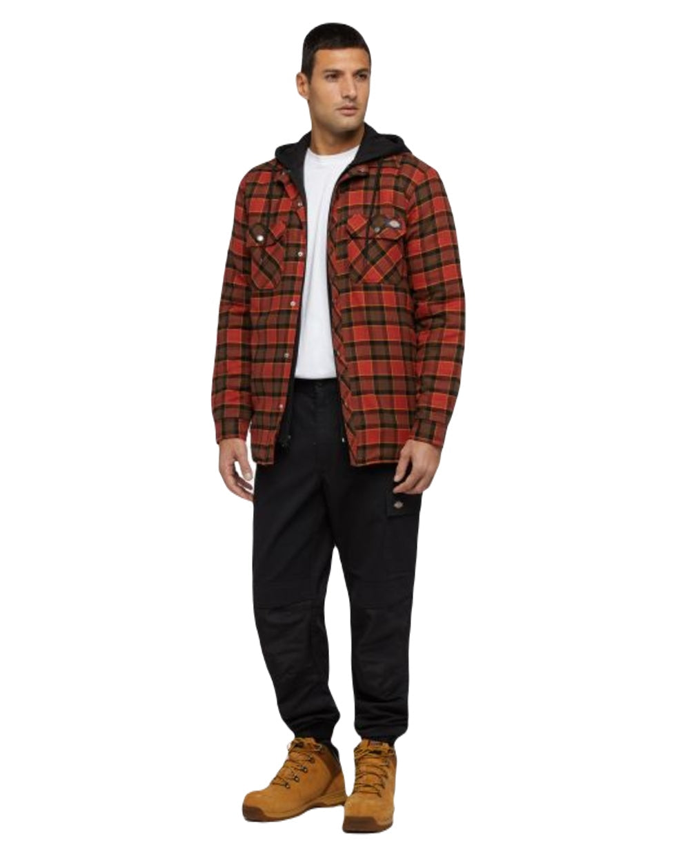 Black Coloured Dickies Mens Cargo Twill Joggers on White Background
