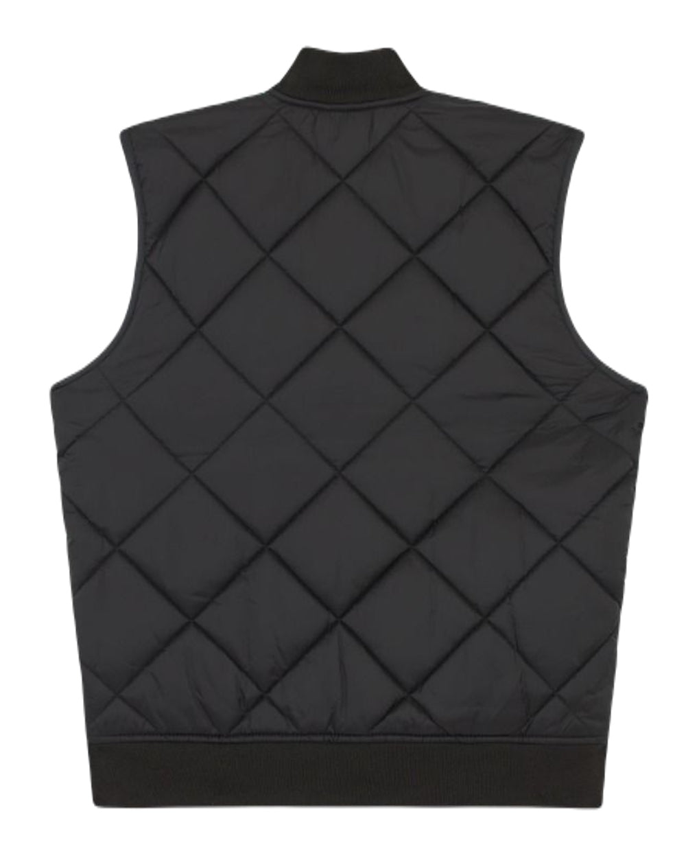 Black Coloured Dickies Mens Diamond Quilted Gilet on White Background
