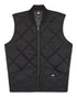 Black Coloured Dickies Mens Diamond Quilted Gilet on White Background

