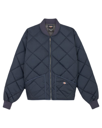 Dark Navy Coloured Dickies Mens Diamond Quilted Nylon Jacket on White Background
