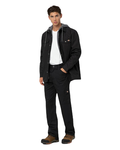 Black Coloured Dickies Mens Duck Shirt Jacket on White Background
