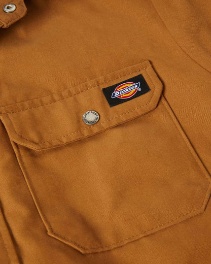 Brown Duck Coloured Dickies Mens Duck Shirt Jacket on White Background
