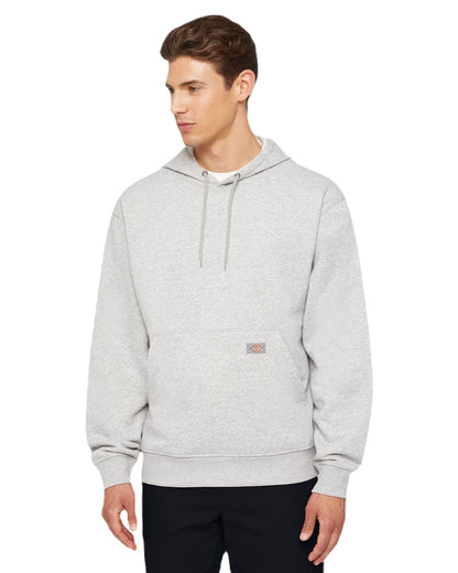 Heather Grey Coloured Dickies Mens Everyday Fleece Hoodie on White Background
