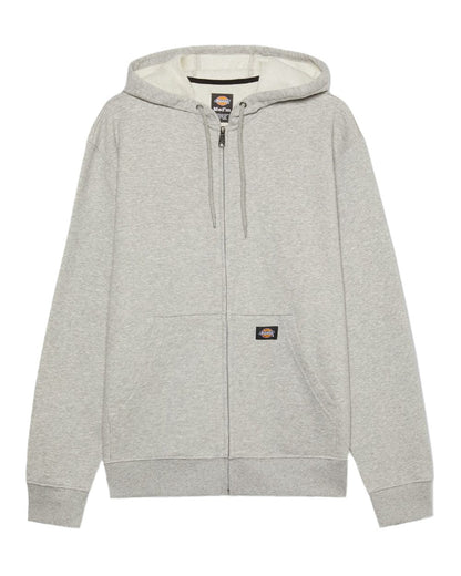 Heather Grey Coloured Dickies Mens Everyday Full Zip Fleece Hoodie on White Background
