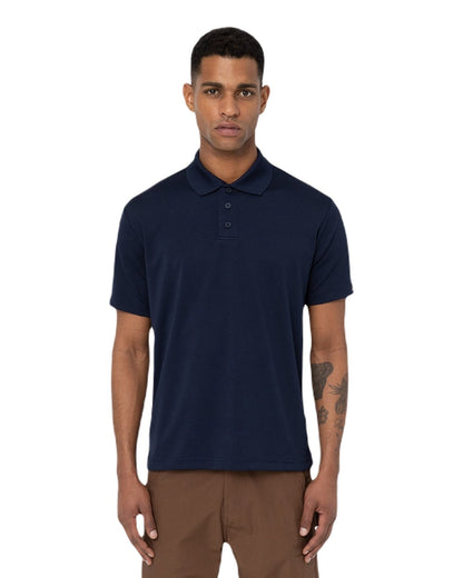 Night Navy Coloured Dickies Mens Everyday Polo Shirt on White Background
