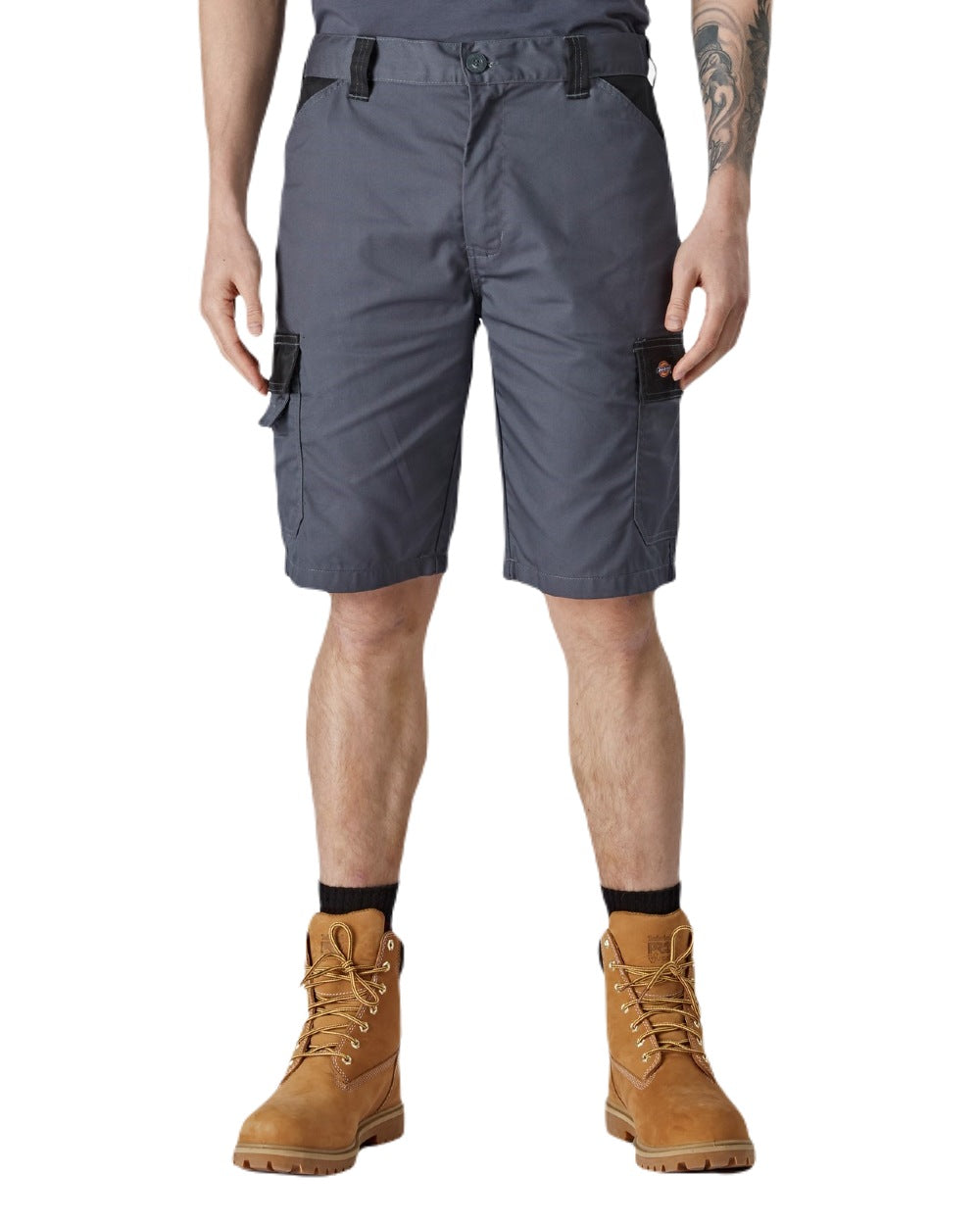 Slate Grey Black Coloured Dickies Mens Everyday Shorts on White Background
