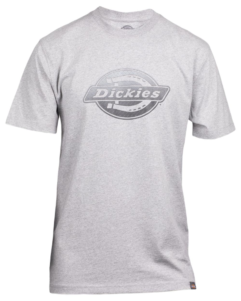 Heather Grey Coloured Dickies Mens Short Sleeve Logo Graphic T-Shirt 2 on White Background
