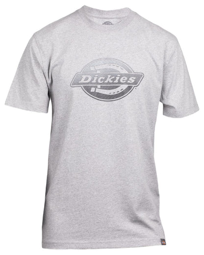 Heather Grey Coloured Dickies Mens Short Sleeve Logo Graphic T-Shirt 2 on White Background
