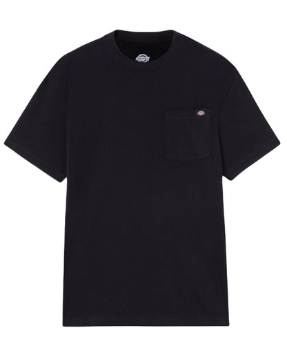 Black Coloured Dickies Mens Short Sleeve Pocket Cotton T-Shirt on White Background
