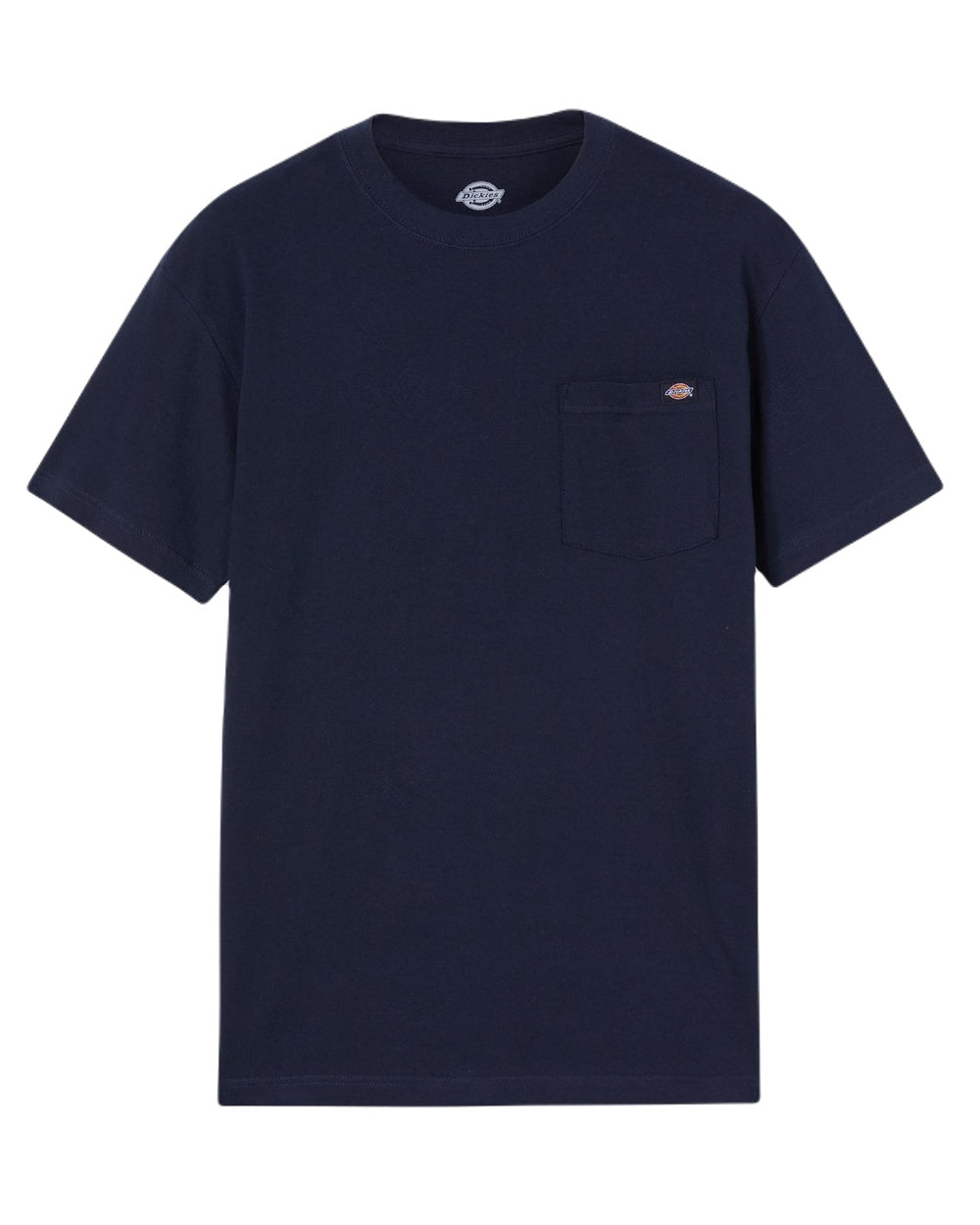 Navy Blue Coloured Dickies Mens Short Sleeve Pocket Cotton T-Shirt on White Background
