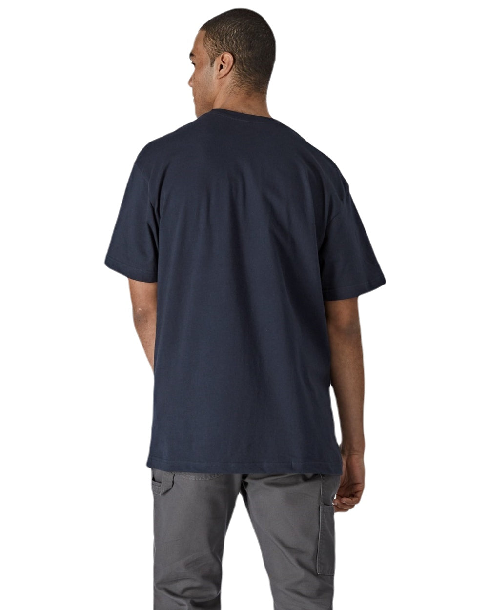 Navy Blue Coloured Dickies Mens Short Sleeve Pocket Cotton T-Shirt on White Background
