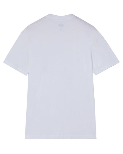 White Coloured Dickies Mens Short Sleeve Pocket Cotton T-Shirt on White Background
