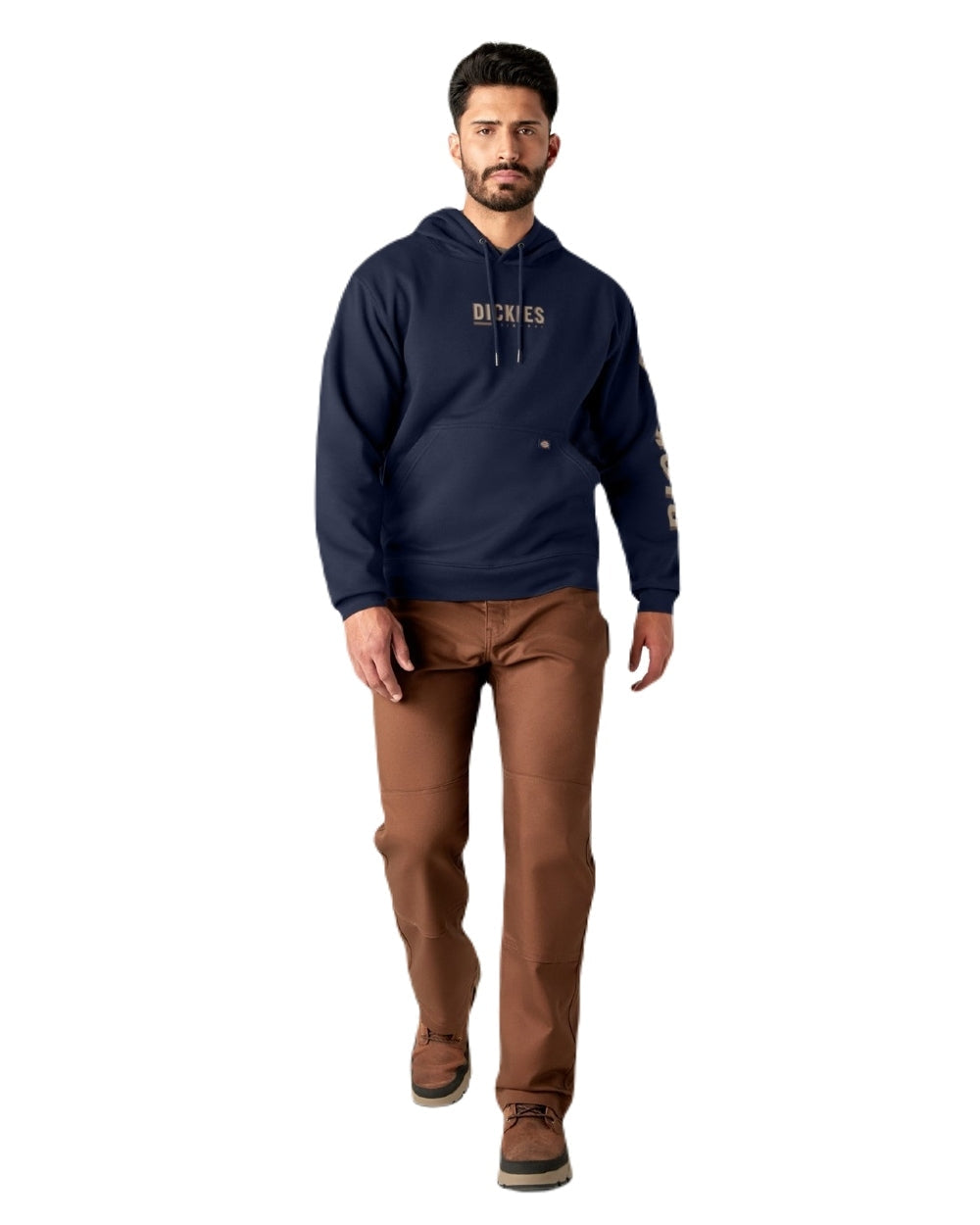 Ink Navy Coloured Dickies Mens Water Repellent Workwear Graphic Hoodie on White Background
