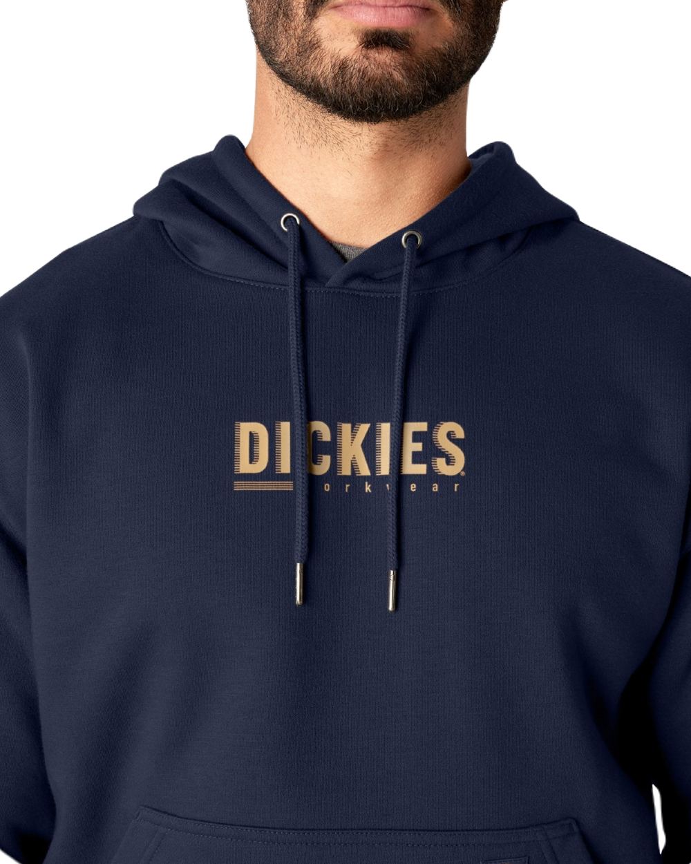 Ink Navy Coloured Dickies Mens Water Repellent Workwear Graphic Hoodie on White Background
