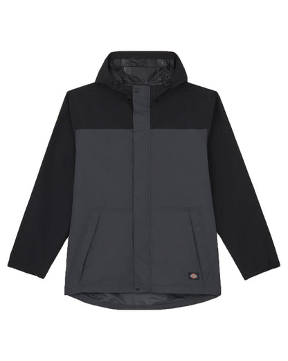 Charcoal Coloured Dickies Mens Waterproof Rain Jacket on White Background
