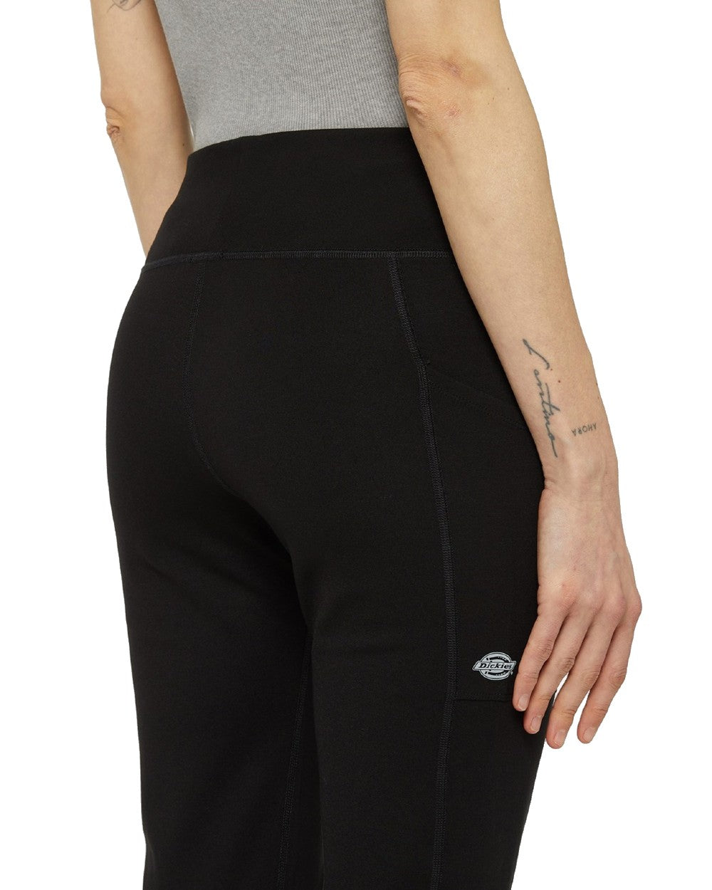 Black Coloured Dickies Womens Double Pocket Leggings on White Background
